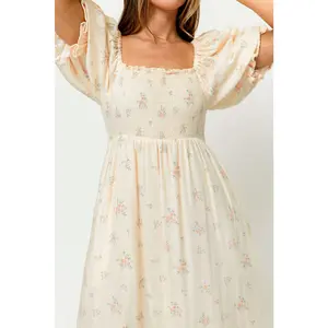 Livvy 100% Cotton Dress in Peach (Fully Lined) - Bump Friendly