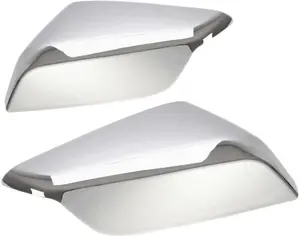 Triple Chrome Plated Plastic 2pcs TOP Half ONLY Side Door Mirror Tape-On Cover with Turn Signal Compatible with 2016-2024 Chevy Malibu
