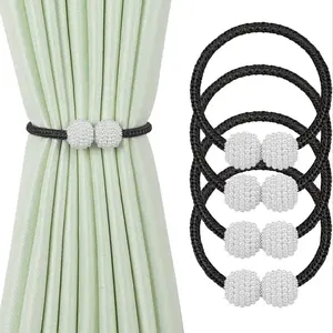 Magnetic Curtain Tie Backs, 2pcs/4pcs/6pcs, Magnetic Curtain Clips, Rope Curtain Holder Buckles, Small Bead Curtains, Home Office Hotel Decor