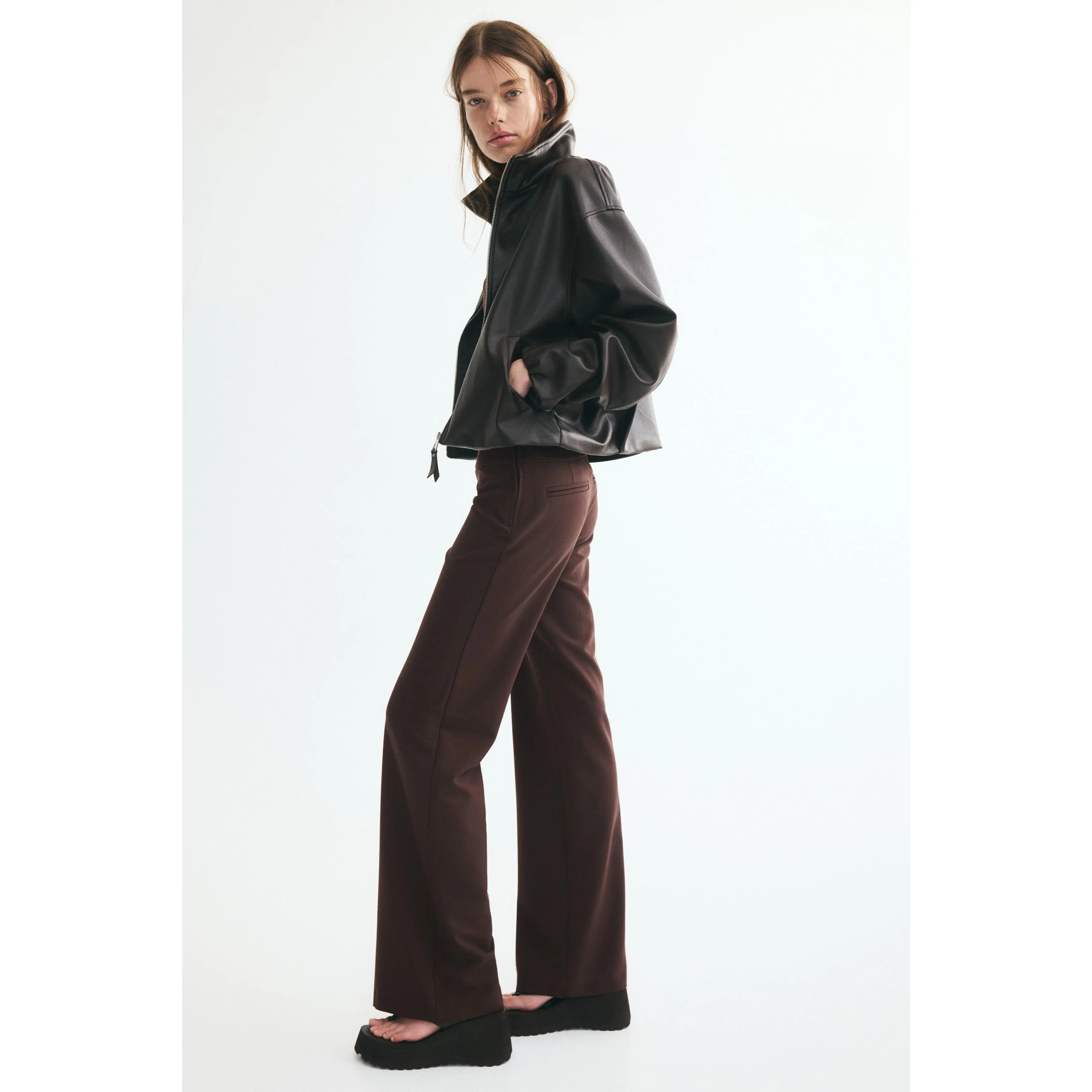 H&M Low-waisted twill trousers