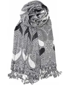 Gray & Black Paisley Rave Pashmina