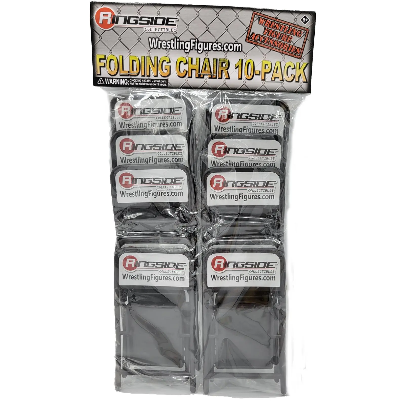 (Black) 10-Pack of Folding Chairs - Ringside Exclusive Ringside Collectibles Wrestling Action Figure Accessories