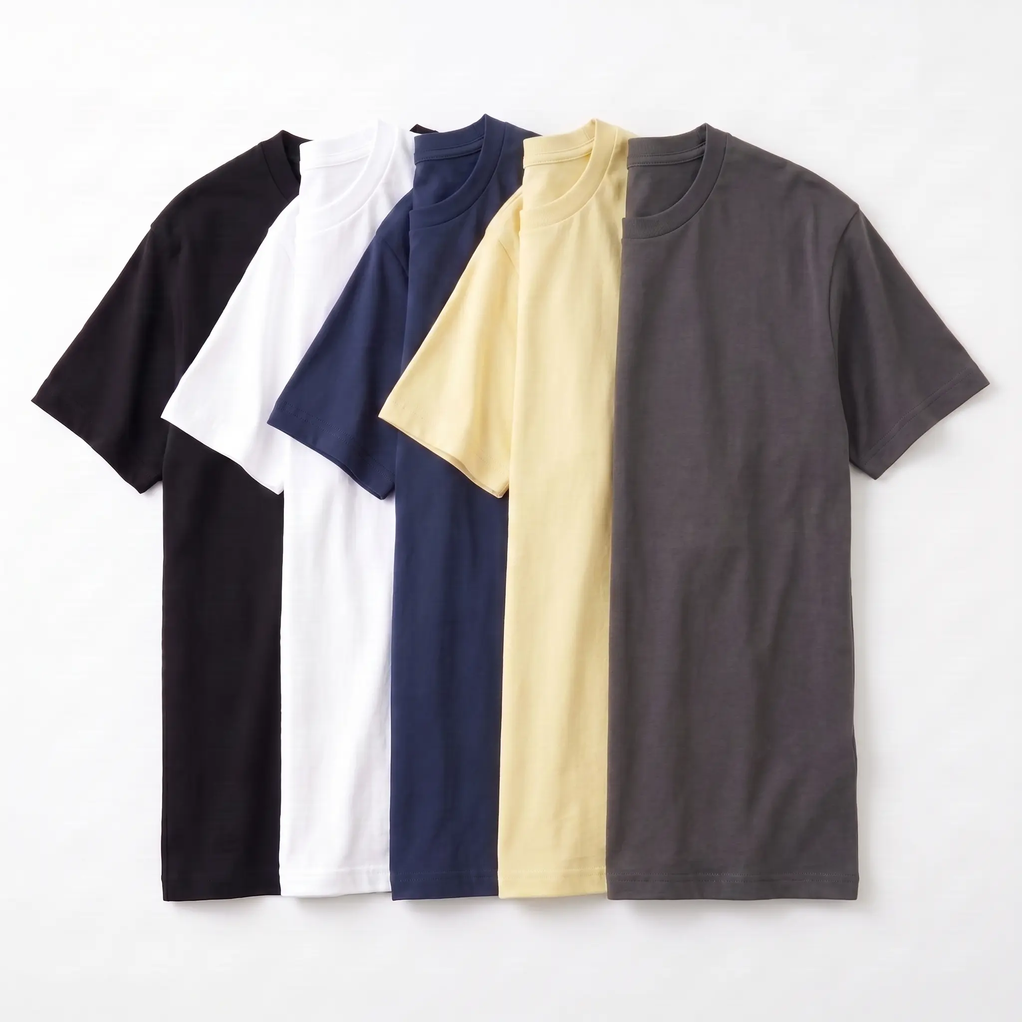 Men's 5-Pack 100% Cotton Short Sleeve Crewneck Classic Fit Solid Tagless Essential T-Shirts, Super Soft Everyday Wear, Ideal Gift for Family, Shortsleeve, Tshirt