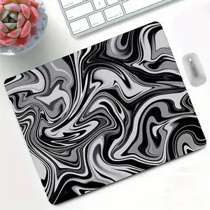 1pc Anime Topographical Map Seamless Mini Gaming Mouse Pad, Black And White Non-Slip Rubber Desk Mat for Desktop Office Use, Gaming Mousepad