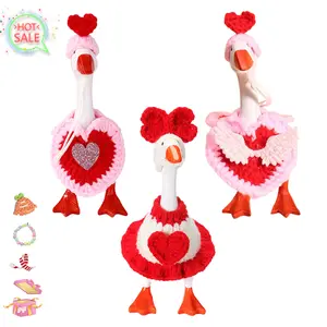 Desk Goose Valentine's Day Heart-Shaped Knitted Outift,7 Inch Magnetic Desk Goose Statue Outfits & Accessory Perfect Holiday Valentine's Gift