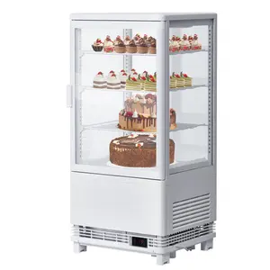 2.8 Cu. Ft Countertop Refrigerator, Pastry Display Case for Bakery with LED, Frost‑Free, Sliding Door – Commercial Fridge Display Case for Cafe & Restaurant – 3‑Tier Design