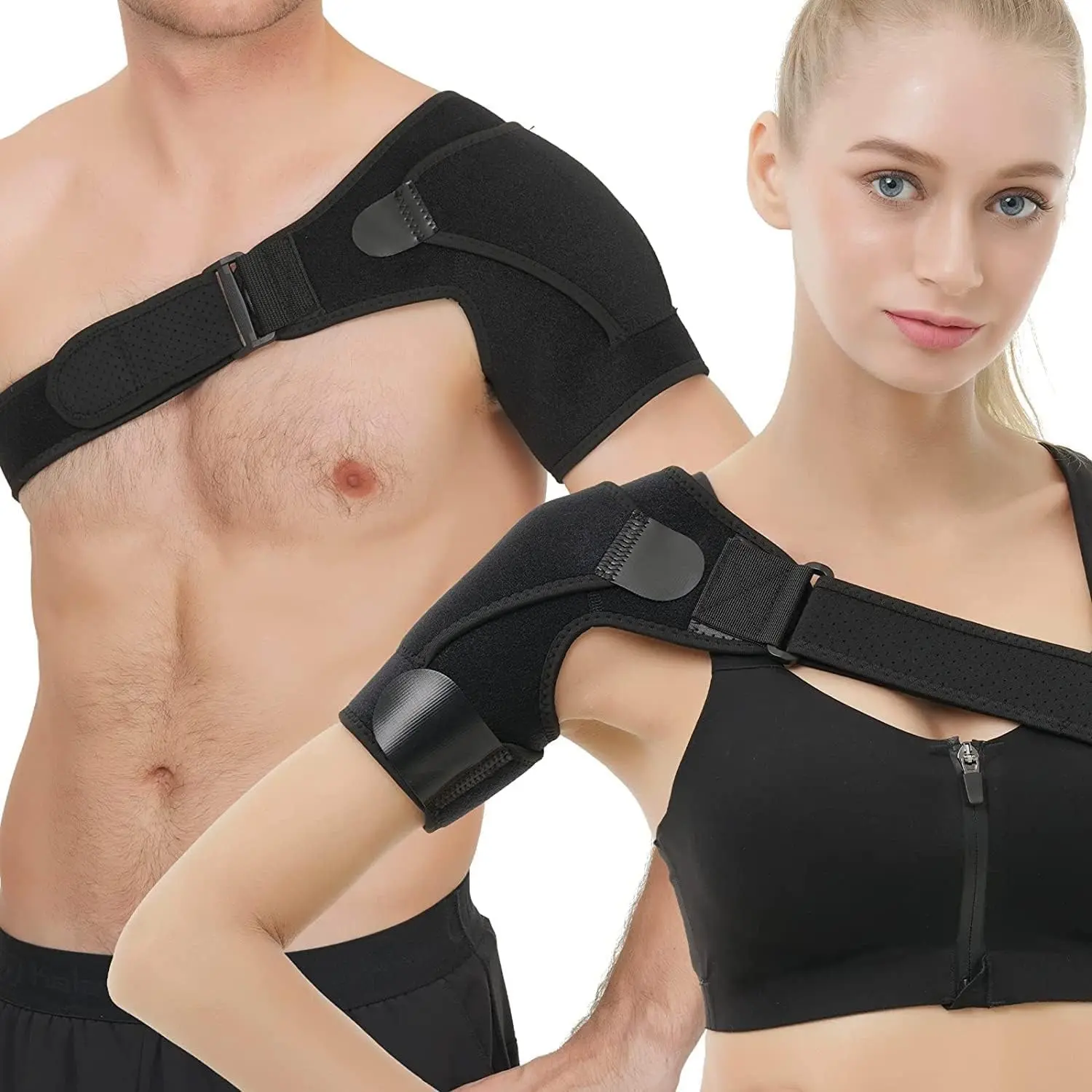 Shoulder strain recovery support - breathable, adjustable sports shoulder brace - dedicated shoulder straps for fitness & weightlifting