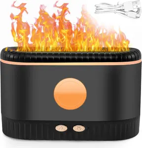 Colorful Flame Air Aroma Diffuser Humidifier, 7-Flame Colors Noiseless Essential Oil Diffuser with Waterless Auto Off Protection For Home,Office,Yoga