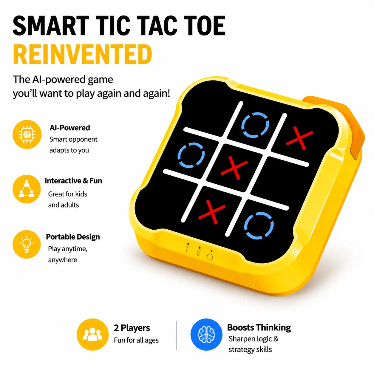 AI-Powered Tic Tac Toe Battle Game,Portable Electronic Toy,Best Family Gift for Game Nights & Travel，#SummerWins #DealsForYouDays #Father's Day gift