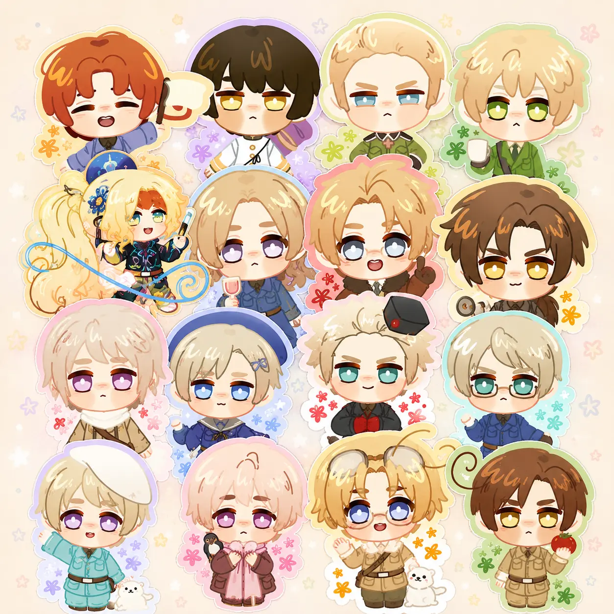 Hetalia Keychains - APH South Italy, Prussia, Canada, Iceland, Finland, Sweden, Denmark, Norway, Russia, China, America, France, England, Germany, Japan, North Italy Acrylic Charms- Cute, Durable, And Perfect For Bags, Keys, Or Gifts