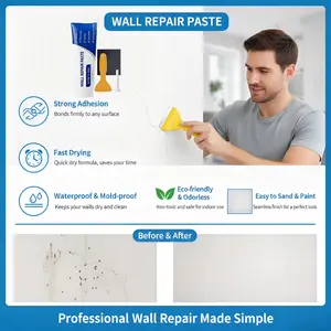 Fix Your Wall in 5 Seconds! Instant Drywall Repair Paste for Holes, Cracks & Peeling Walls – No Mess, No Tools Required, Fast Drying, Waterproof & Strong Adhesion, Perfect for Renters, Homeowners & Emergency Wall Fix White Spackle diy kit