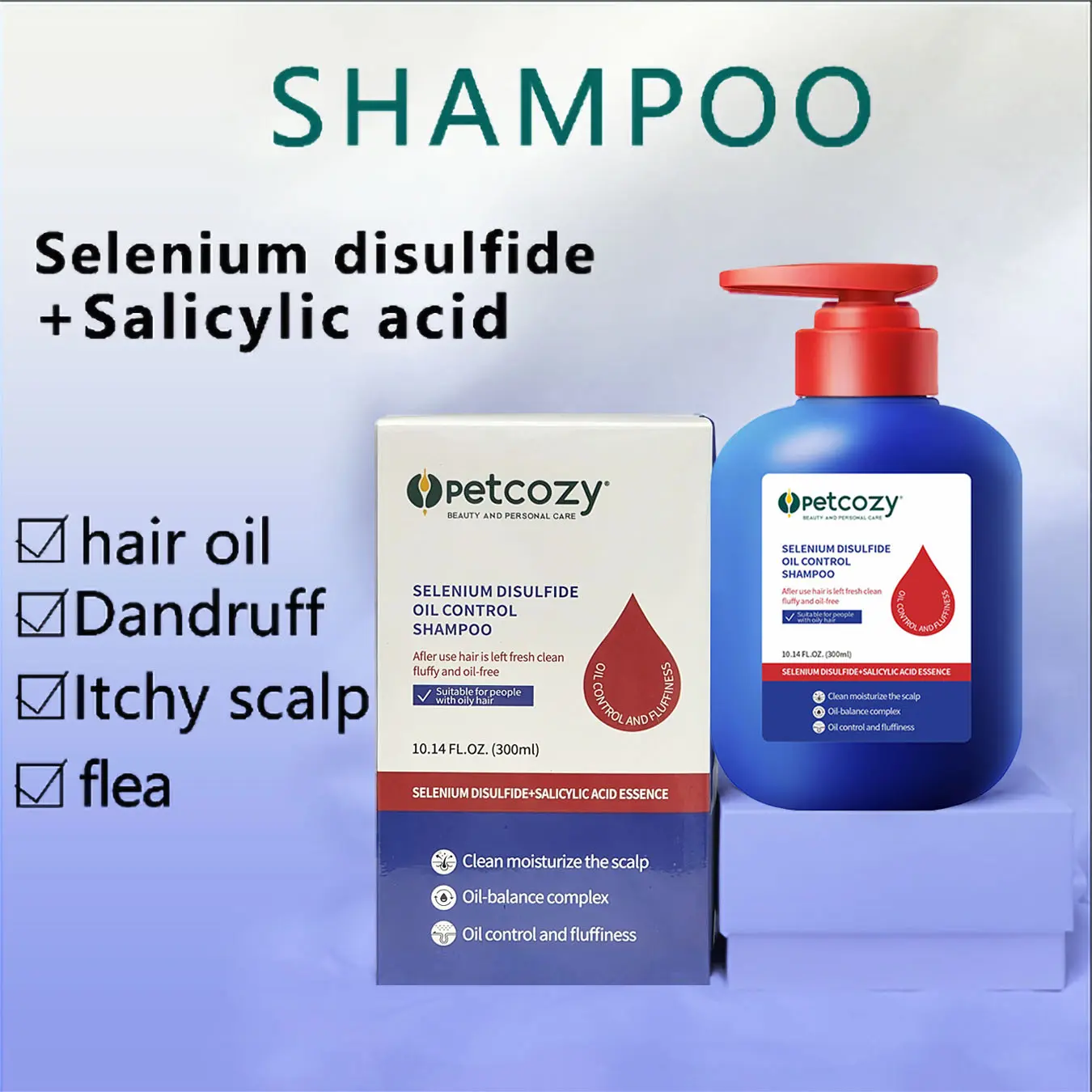 Selenium Disulfide Hair Care Shampoo Oil Control Refreshing Anti-Dandruff Anti-itch Scalp Cleansing Shampoo, 300ML Fungal Bacteria Haircare