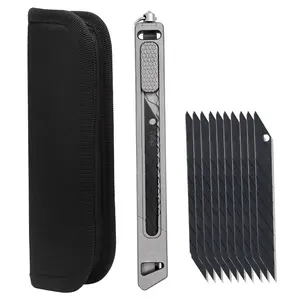 TGZUO 5.35inch Titanium Utility Knife Retractable Snap-off Blade, DIY Box Cutter, Razor Knife Craft Knives, with 10 Extra 9mm Blades tiktokshopspringglowup