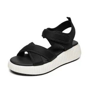 Women's Platform Sandals Soft Adjustable Open Toe Wedge Sandals with Back Strap Girl Walking Shoes