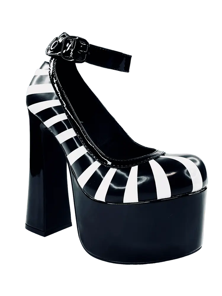 FRIGHT Black/White High Heeled Shoes for Women - Stylish Footwear with Elegant Design