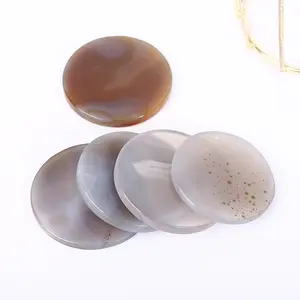 Natural Crystal Agate Round Slices Coasters Ornaments Tea Pets Decor DIY Crafts