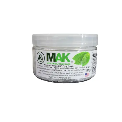 Mak Menthol Crystal 2 oz Pure Organic 100% Natural Menthol Crystals from Mint Crystal Mentha Arvensis In a Jar