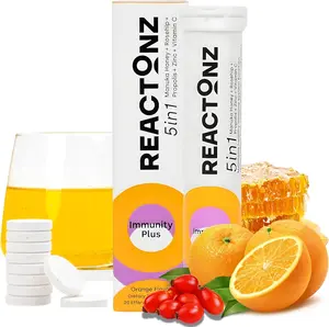 5 in 1 Immunity Plus – Immune Support & Antioxidant Supplement – Vitamin C, Zinc, Manuka Honey, Rosehip & Propolis – Natural Zesty Orange Flavor – 20 Day Supply Effervescent Tablets