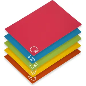 5 Pieces Flexible Cutting Boards, BPA Free Plastic Cutting Boards for Kitchen, Non Slip Cutting Mat for Meat and Vegetables Chopping Knives Set Lightweight Chopping Board