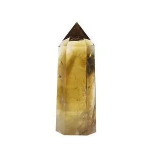 Natural Brazilian Citrine Point Crystal Tower Polished Hexagonal Wand 0.71-0.87 Inch Diameter 1.97-3.54 Inch Height Yellow Energy Healing Stone for Home Decor Anti-oxidation Fade-resistant Long-lasting Hand-polished Craft