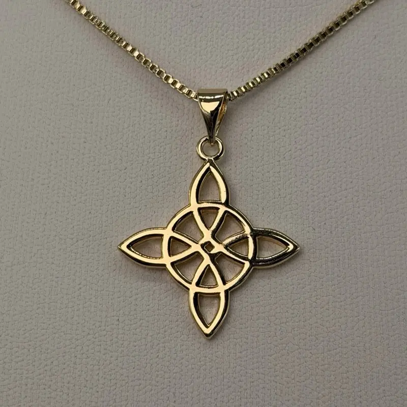 (98) 14K Gold Plated Witches Knot Pendant for Women with Chain