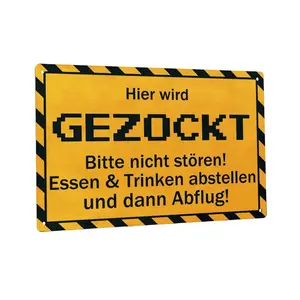 1pc, Gamer Warning Vintage Metal Tin Sign, Please Do Not Disturb, Leave Food Drink And Then Depart, Beware Wall Art Decor For Gamer Bedroom, 7.8 X 11.8 Inches, Gifts For Gamers