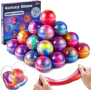 Slime Party Favors, 24 Pack Galaxy Slime Ball - Stretchy, Non-Sticky, Mess-Free, Stress Relief, and Safe - Toys for Girls and Boys - Classroom Reward, Party Supplies  easter gifts for kids