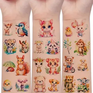 12pcs Glitter Temporary Tattoos, Cartoon Animal Series, 145 Cute Designs, Body Art Decor, Perfect Birthday Party Gift