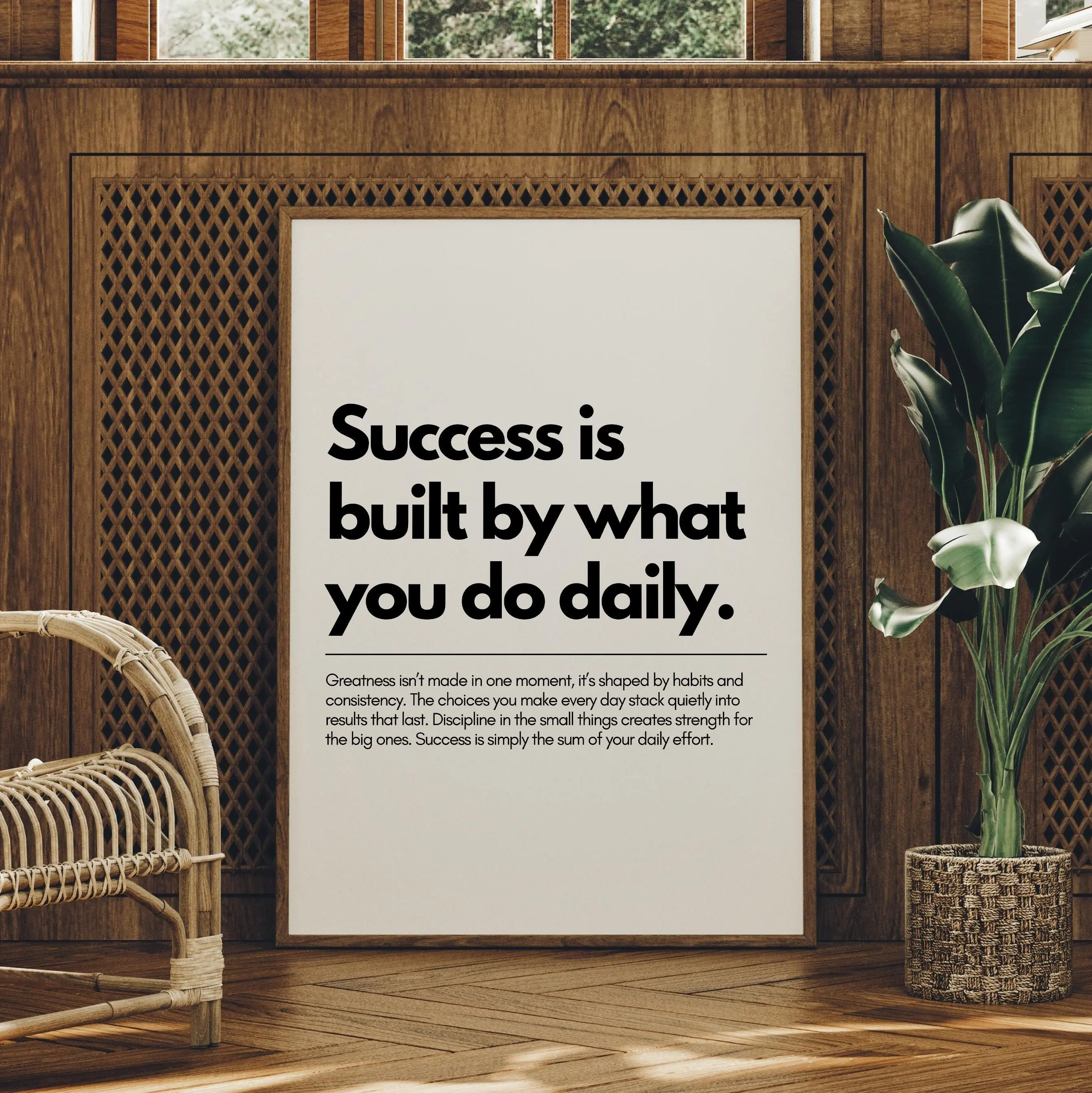 Daily Success Motivational Quote Wall Art, Uplifting Saying Poster, Inspirational Print, Minimalist Home Office Decor