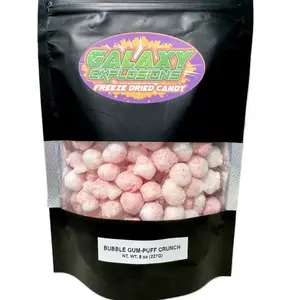 Bubble Gum-Puff Crunch Bites - Freeze Dried Candy - 8oz Sweet Snack Bonbon