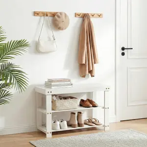 Bamboo Shoe Rack Bench, 3 Tier Outdoor Shoe Rack with Bench Holds Up to 286 Lbs for Entryway Bedroom Living Room Balcony