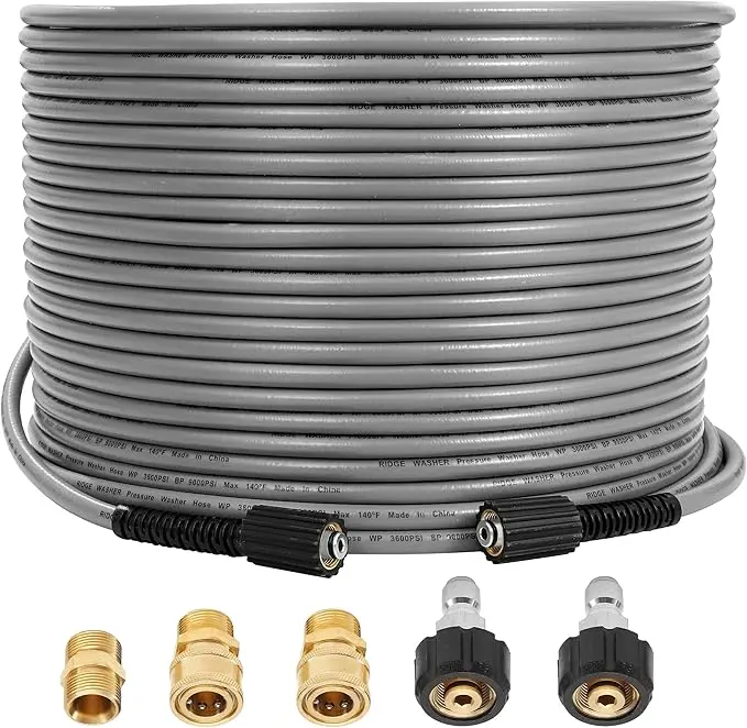 RIDGE WASHER Pressure Washer Hose 50FT, 1/4 Inch Power Washer Hose with M22 14 Fitting, Kink Resistant Hoses Replacement’s Applied for Most Pressure Washer Accessories, 3600 PSI
