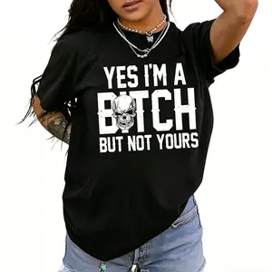Yes I’m a B*tch But Not Yours Women's Short Sleeves Sport T-Shirt Fashion Casual Loose Fit Tees for Girls Summer Top