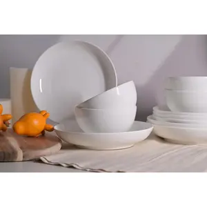 12-Piece Bone China Dinnerware Set | Ivory White | Service for 4