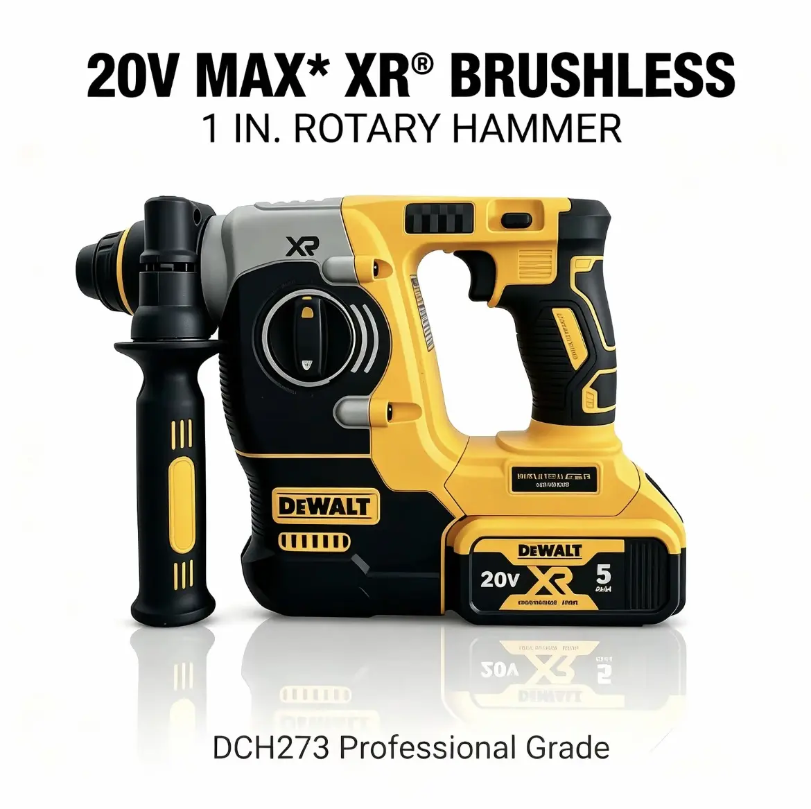 DEWALT DCH273 Heavy-Duty Rotary Hammer - SHOCKS Active Vibration Control, Stepless Speed for Concrete Drilling, Renovation Projects