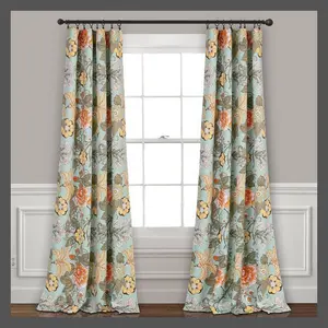 Set of 2 84"x52" Sydney Light Filtering Window Curtain Panels Blue/Green - Lush