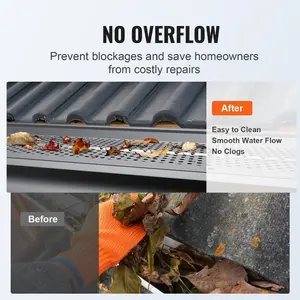 VEVOR Gutter Guard, 6 inch Width, Aluminum Leaf Filter DIY Gutter Cover, 26 PCS 104 ft Total Length, 0.157'' Hole Diameter 0.02'' Thick Gutter Guards Fits Any Roof or Gutter Type