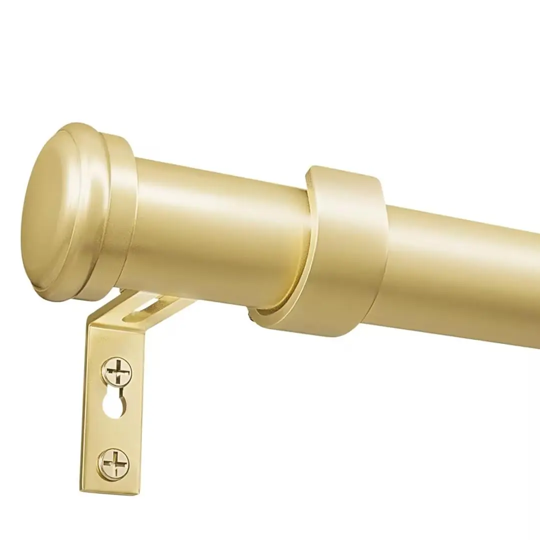 Inovaday 1-Inch Heavy Duty Telescopic Curtain Rod Set - Gold Accent Style with Simple End Caps, for Windows, Outdoor Use & Room Divider, Interior Decoration Accessories,sohochic