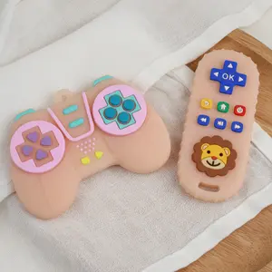 2-Piece Silicone Teething Toys Set, Teething Relief Set, Soft Lion Remote Control & Game Handle Design, Ideal for Babies 3-6 Months & 6-12 Months