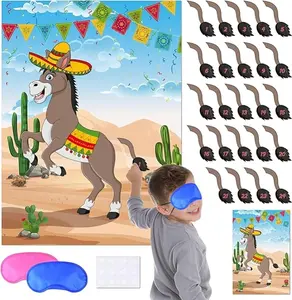 Pin The Tail on The Donkey Party Game, Mexican Donkey Party Supplies, Birthday Party Decorations, Mexican Fiesta Party Decorations