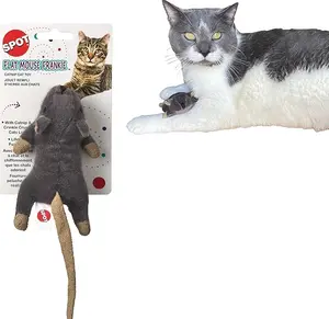 SPOT Flat Mouse Frankie with Catnip - 5.5in Plush Toy, Fuzzy Mice, Crinkle Sound, Perfect for Pouncing, Chasing, Hunting, Assorted Colors