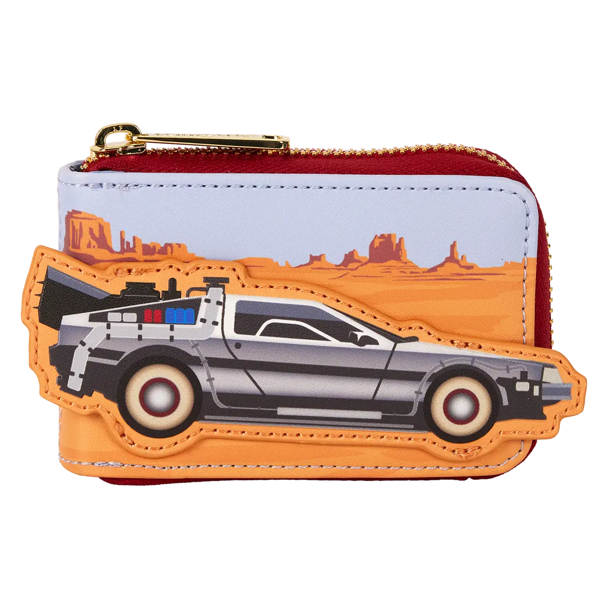 Accordion Wallet | Back to the Future 40th Anniversary DeLorean Vintage Design, Vegan Leather with Applique Details & 11 Card Slots, Vintage Style Wallet