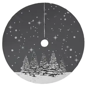 Giftsforyounow Snowy Trees Christmas Tree Skirt  Winter Forest Scene Holiday Dã©Cor  Gray And White Elegant Tree Base Cover