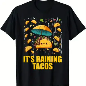 Summer t Shirts It'S Raining Tacos Funny Taco Lovers kids girls boys T-Shirt, for men, classic fit, party look, lightweight feel