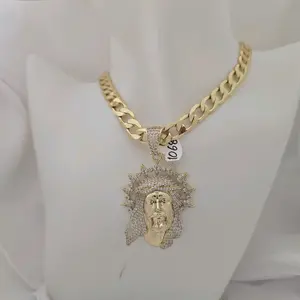 Gold Plated Jesus Pendant 212 Necklace 249 for Men and Women