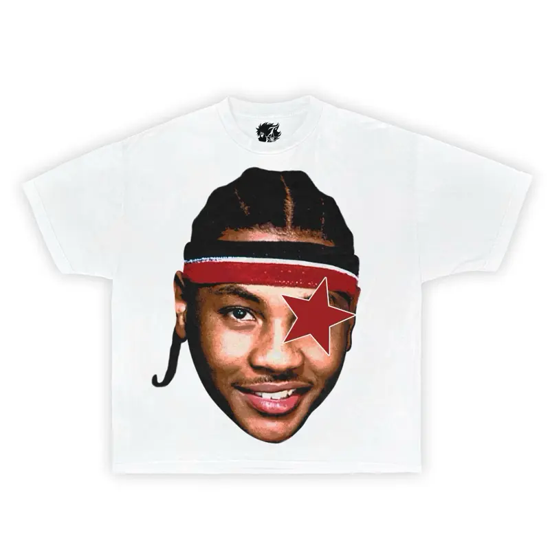 Carmelo Star Streetwear Boxy Tee Shirt Y2K Graphic Oversized Vintage Basketball Tshirt Medium Menswear Cotton Fashion Top Emo Streetwear Casual
