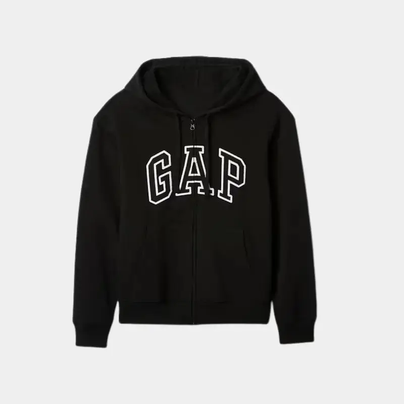 GAP Men's Black Zip-Up Fleece Hoodie, New All Over Printed, Gift For Men & Women,