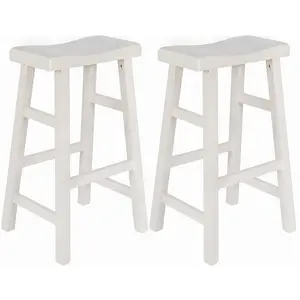 eHemco Heavy-Duty Solid Wood Saddle Seat Kitchen Counter Height Barstools, 29 Inches, Set of 2