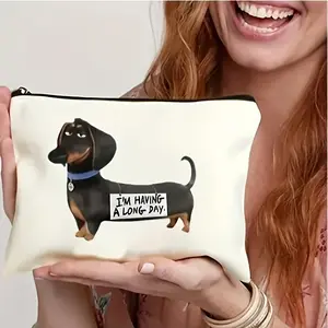 Dachshund Print Makeup Bag, Casual Versatile Storage Bag,Travel Zipper Makeup Bag, Suitable for Women Portable, Cosmetic Storage Bag Organiser Compact bag