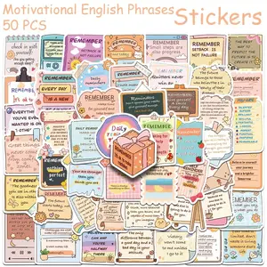 50 SCXXBSW inspirational English phrase stickers, suitable for mobile phones, Cellphone, laptops and scrapbooks-PVC positive declaration stickers, special-shaped design (self-confidence, happiness and other themes), suitable for all kinds of English books
